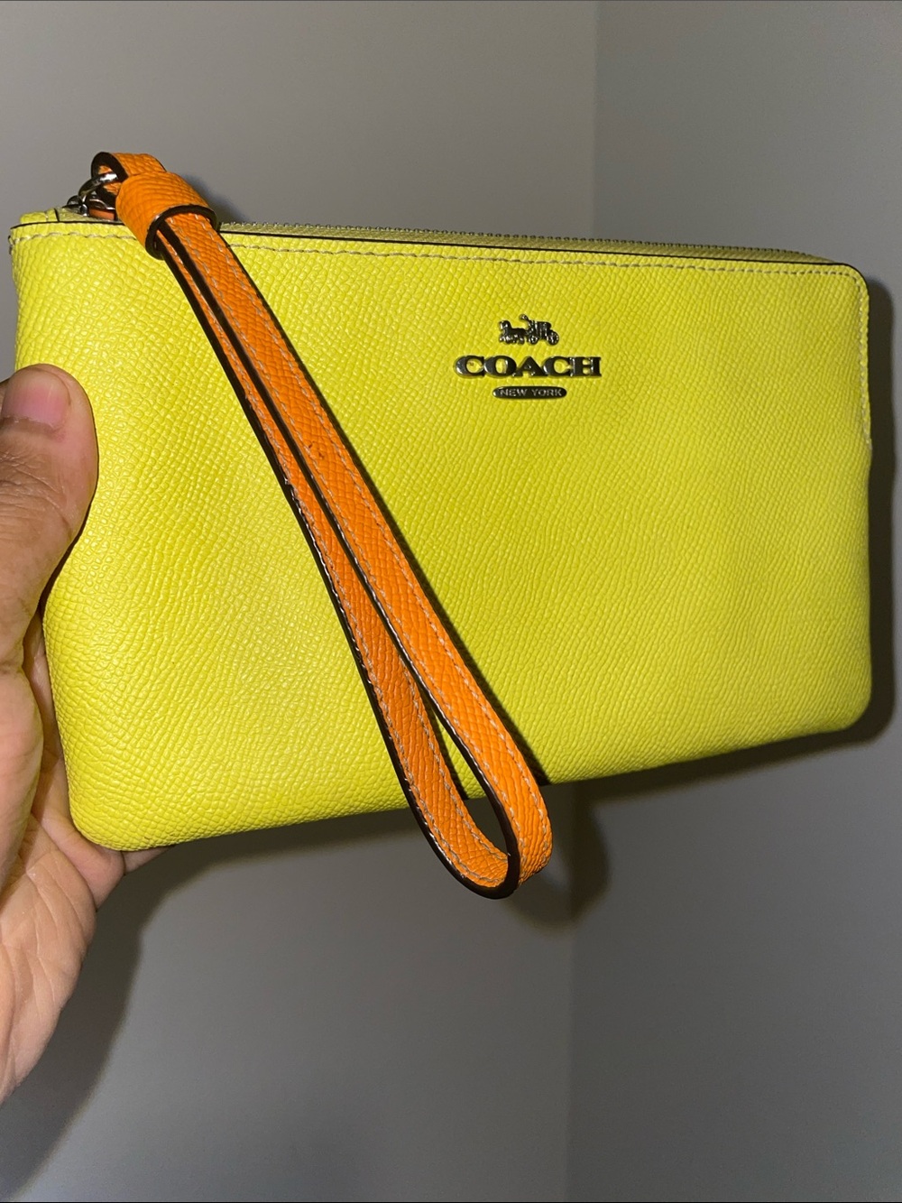 Coach Yellow Saffiano Leather Wristlet Pouch - Picture 11 of 11